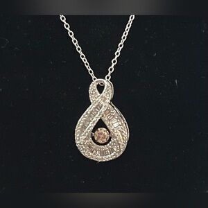 Silver and Brown Pendant Necklace